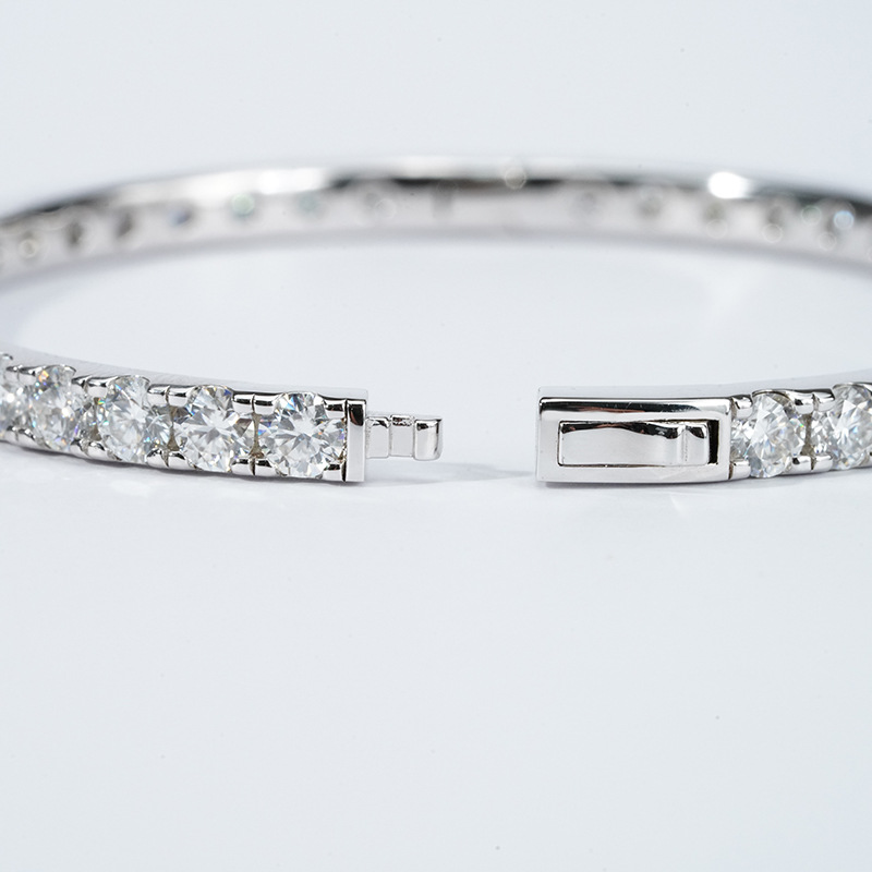Moissanite Pavé Eternity Bangle in 18K White Gold — Round-Cut, 5.0ct+ DEW - Image 4