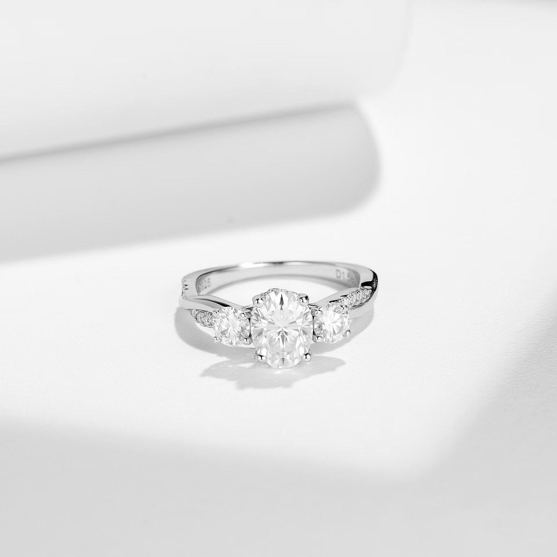 1.5ct Oval Moissanite Three-Stone Twist Ring - alternate view