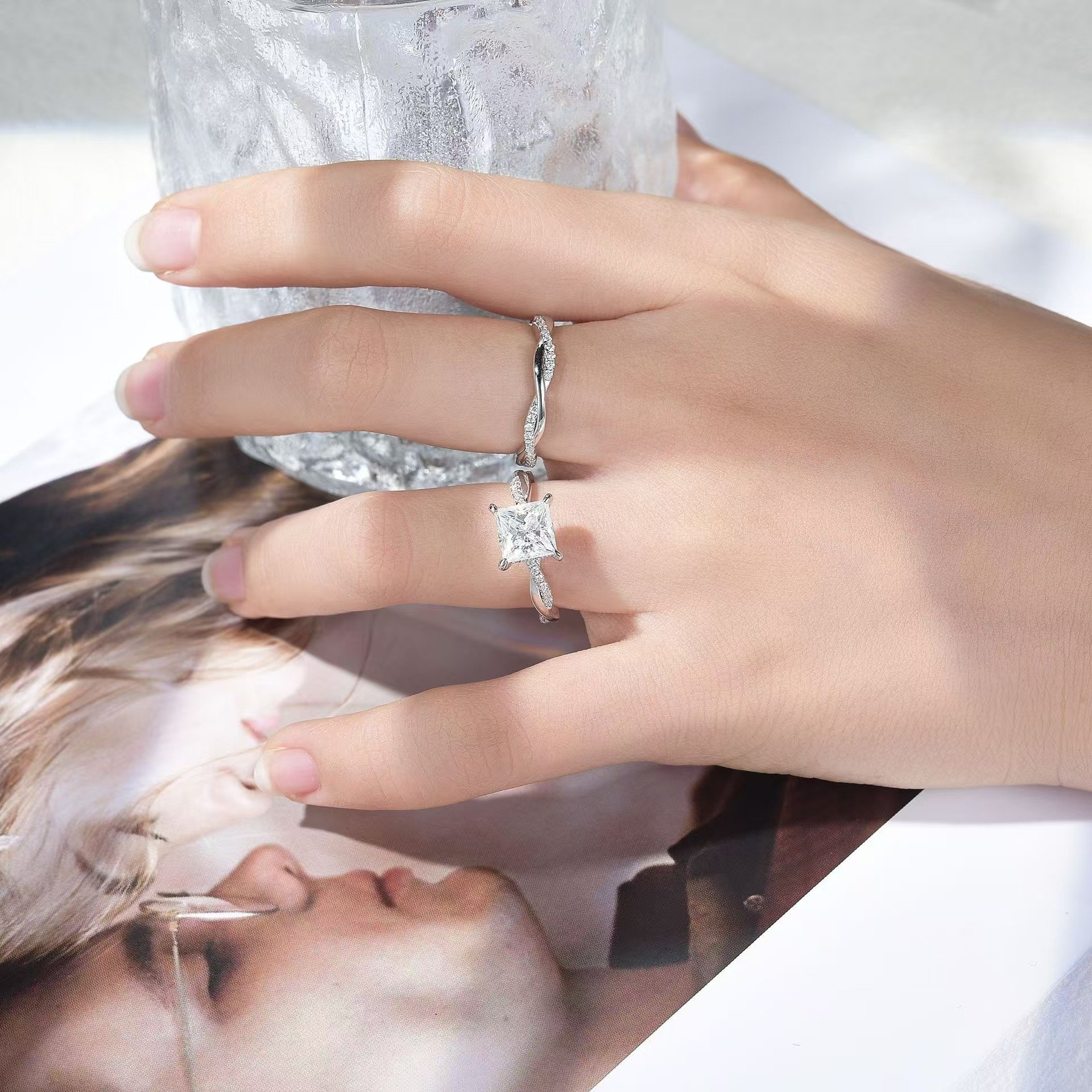 Princess-Cut Moissanite Twisted Vine Ring - Image 3