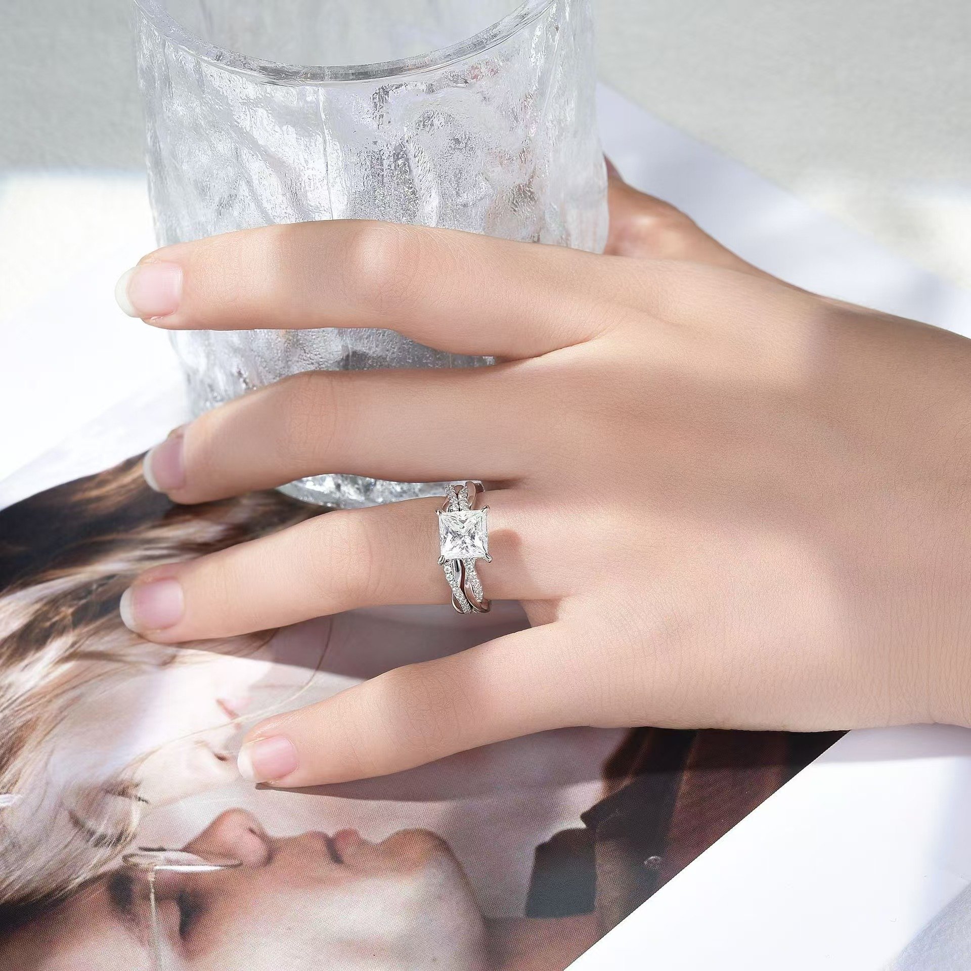 Princess-Cut Moissanite Twisted Vine Ring - Image 4