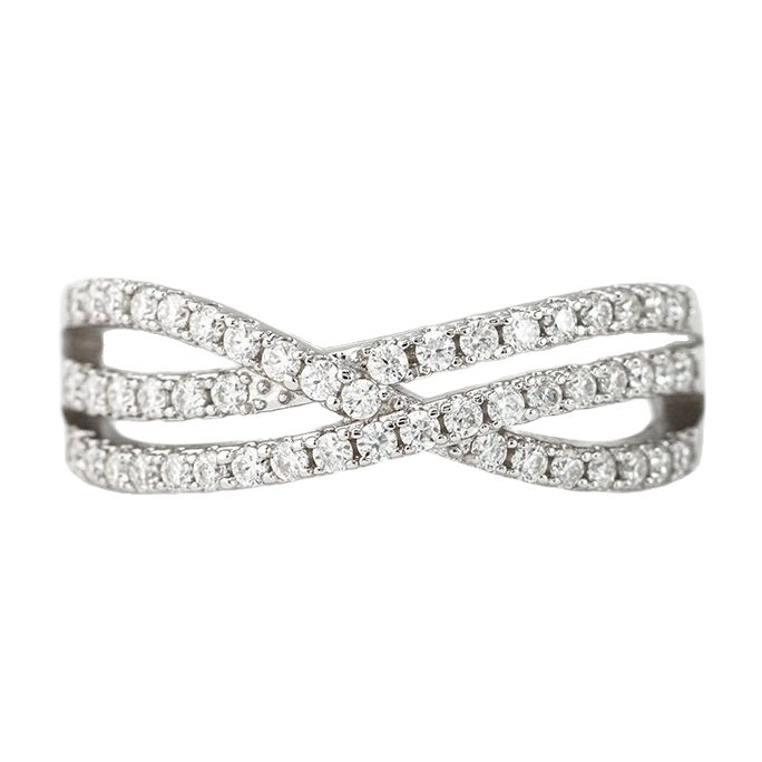 Interwoven Crossover Pavé Moissanite Band