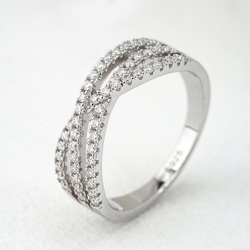 Interwoven Crossover Pavé Moissanite Band - alternate view