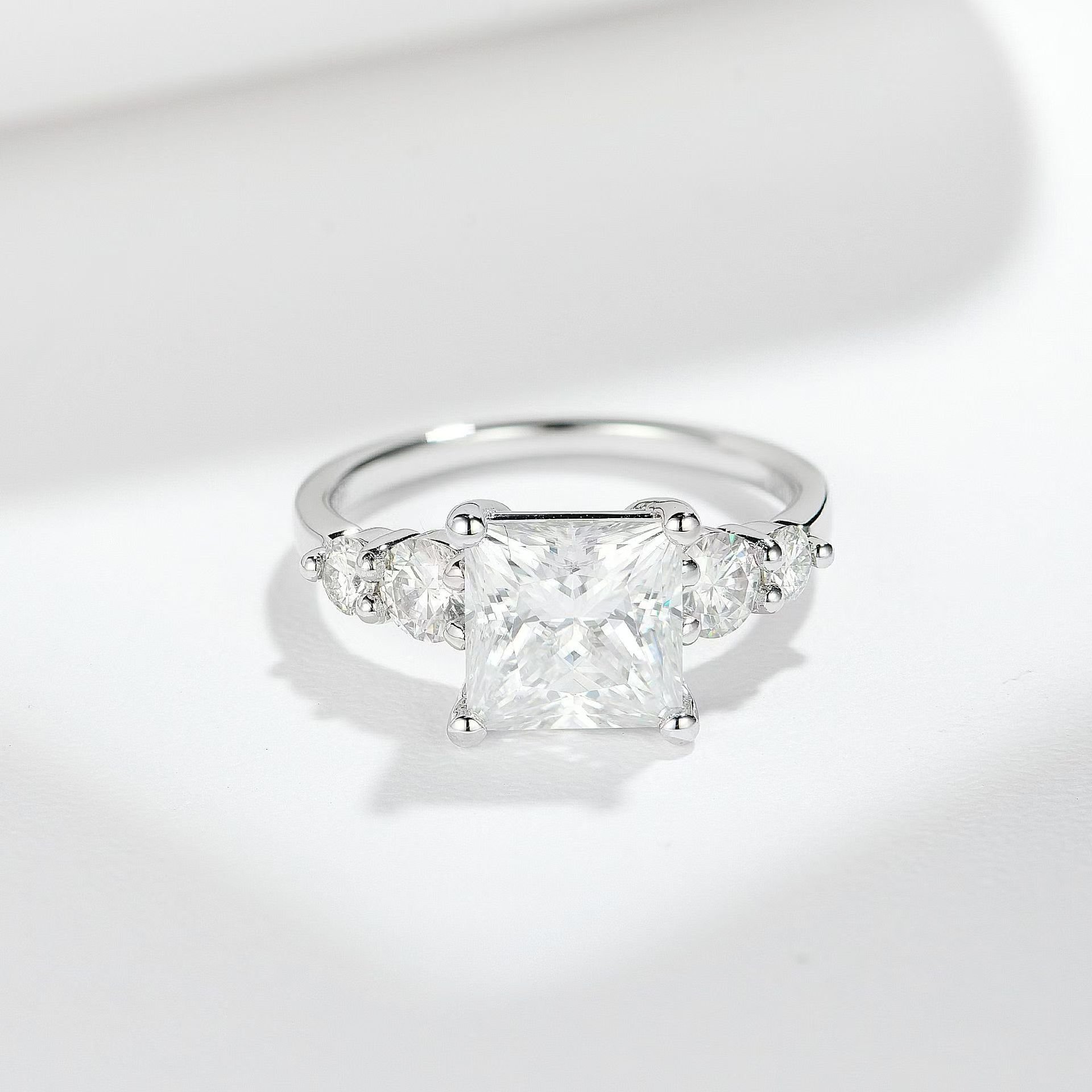 Princess-Cut Five-Stone Moissanite Engagement Ring - Image 3
