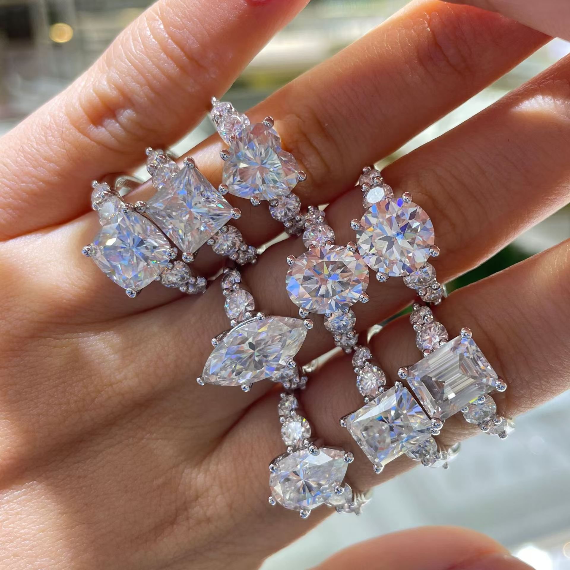 Princess-Cut Five-Stone Moissanite Engagement Ring - Image 5