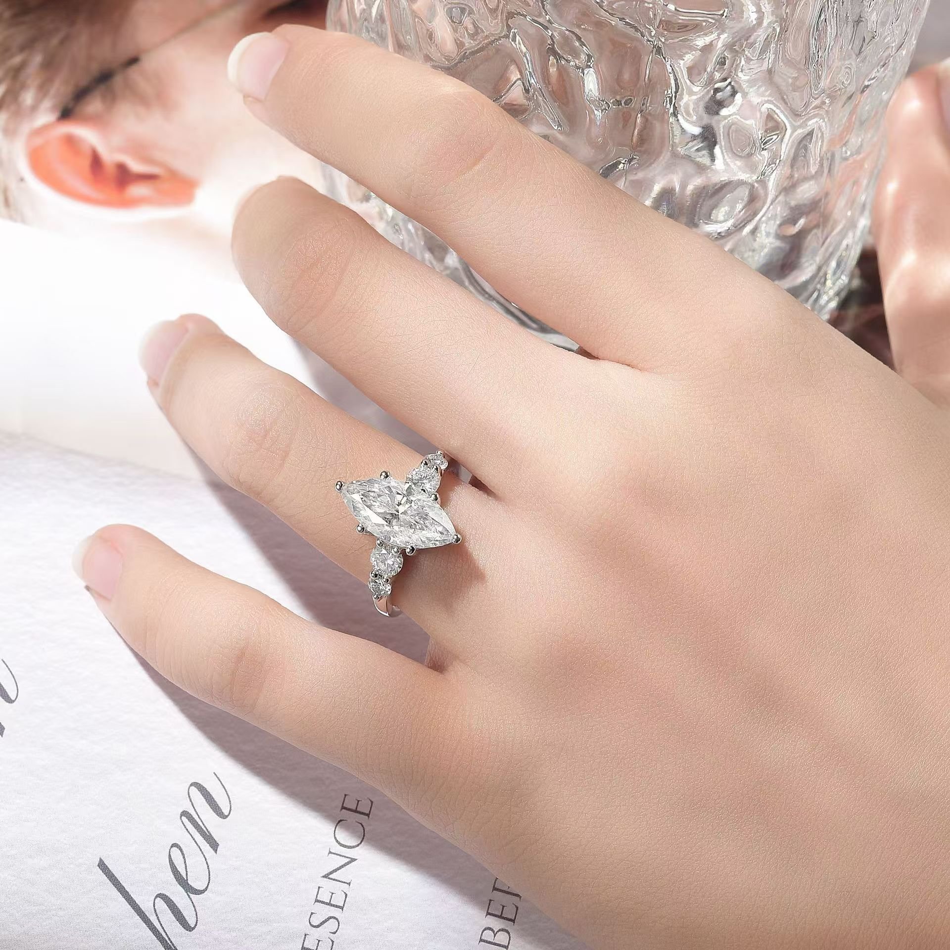 Marquise Moissanite Five-Stone Ring - Image 4