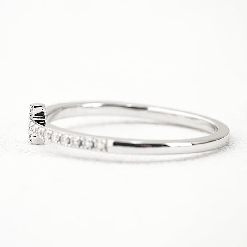 Dainty Sideways Cross Pave Moissanite Ring | Faith Stacking Band - Image 5