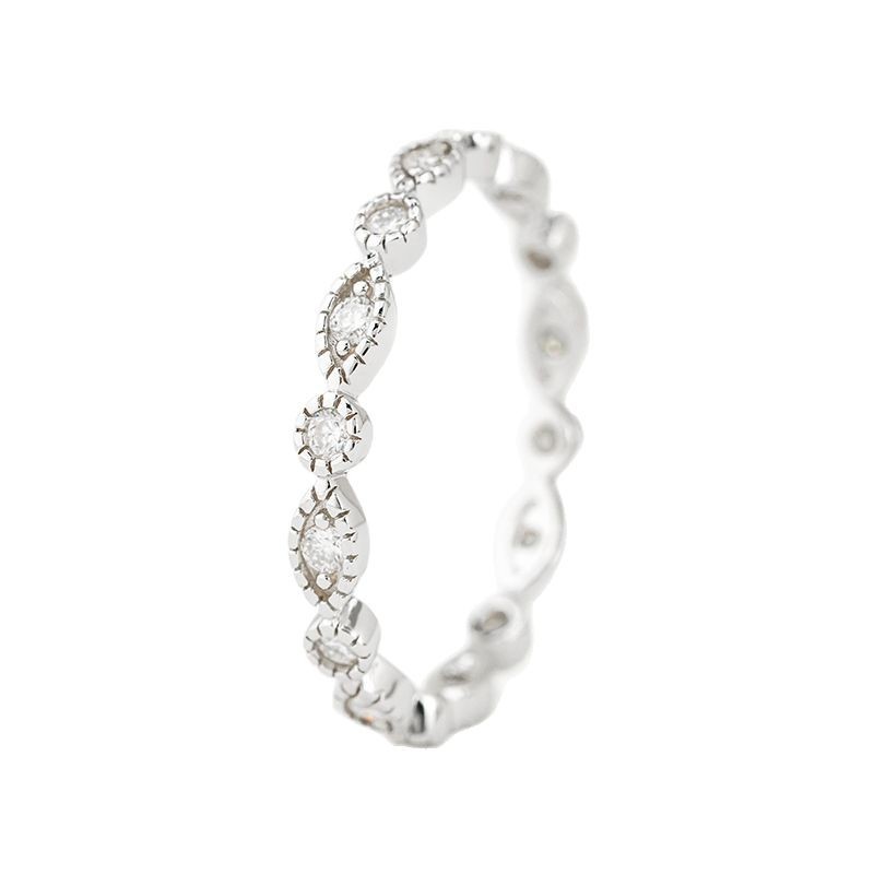 Marquise & Round Milgrain Moissanite Eternity Ring | Vintage Stacking Band