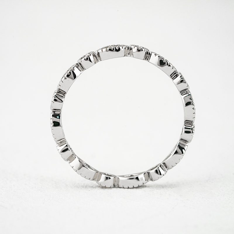 Marquise & Round Milgrain Moissanite Eternity Ring | Vintage Stacking Band - Image 4