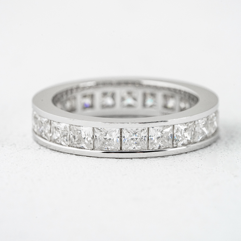 Princess-Cut Channel-Set Moissanite Eternity Band | Full Eternity Ring - Image 2