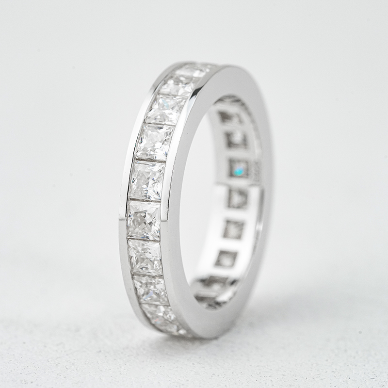 Princess-Cut Channel-Set Moissanite Eternity Band | Full Eternity Ring - Image 4