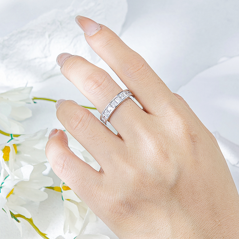 Princess-Cut Channel-Set Moissanite Eternity Band | Full Eternity Ring - Image 5