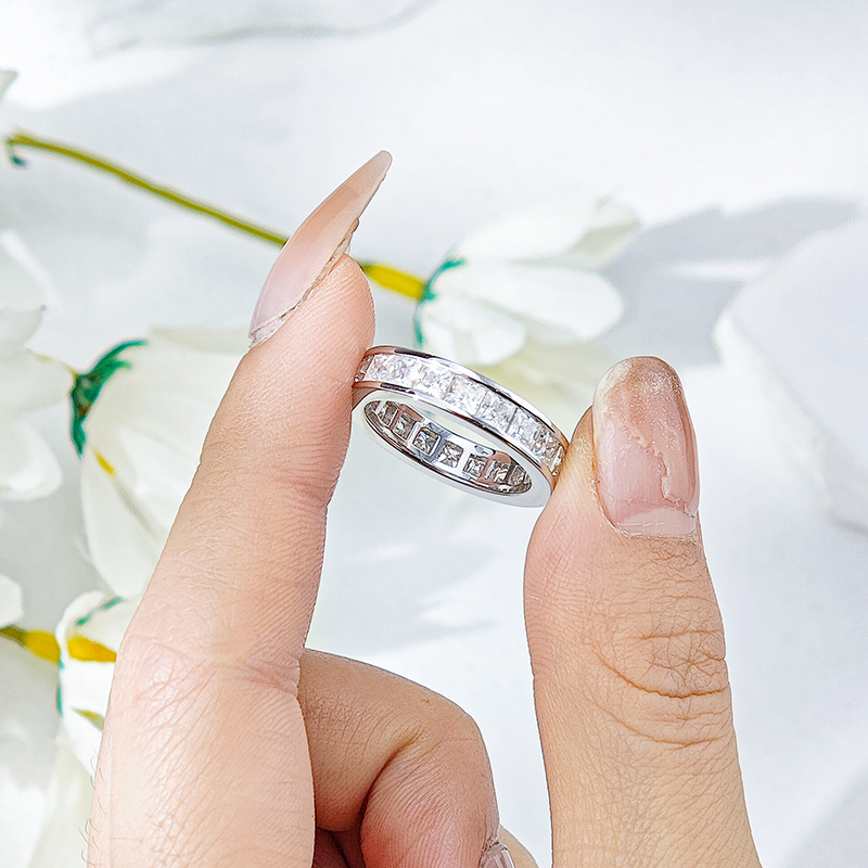 Princess-Cut Channel-Set Moissanite Eternity Band | Full Eternity Ring - Image 6