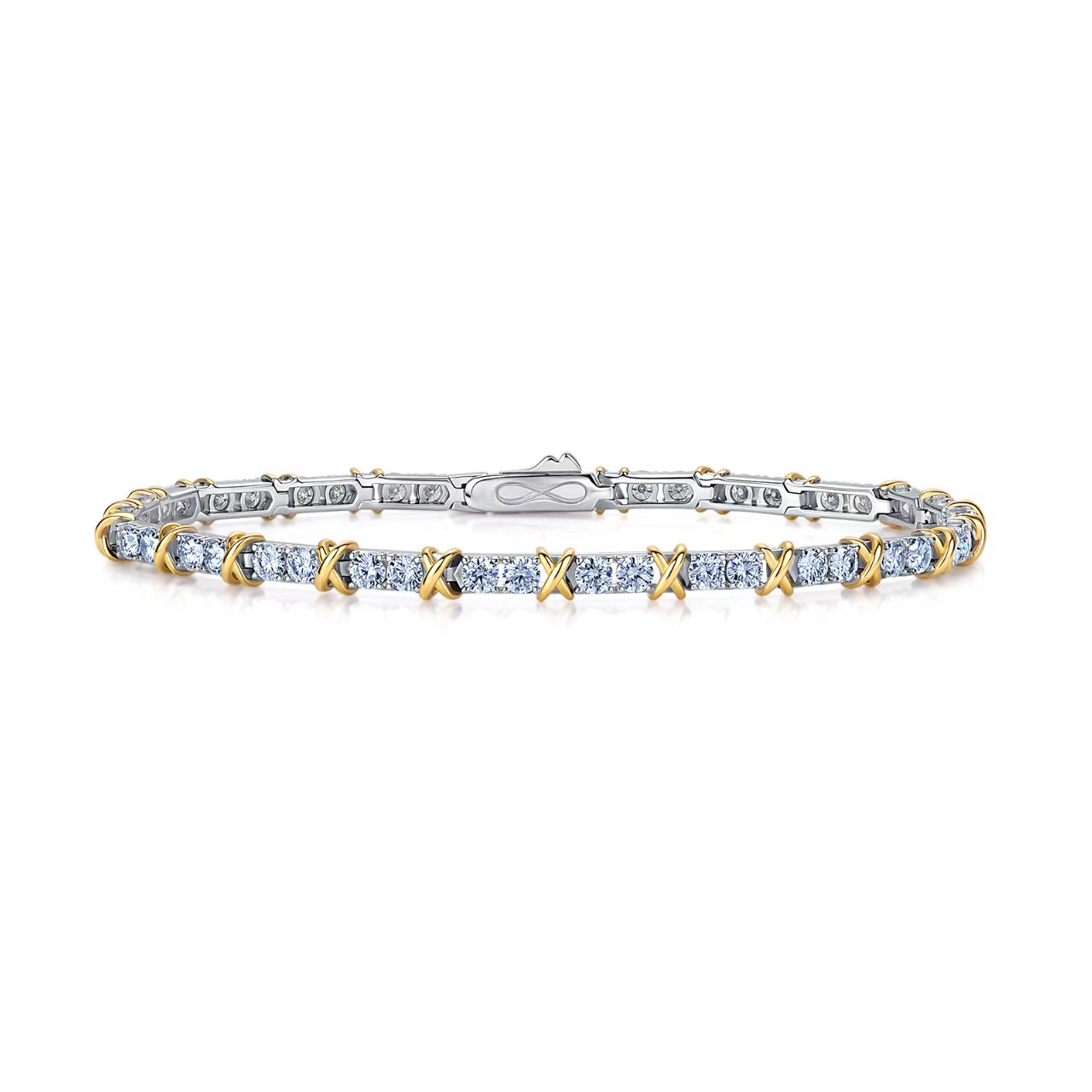 Moissanite Two-Tone X-Link Tennis Bracelet