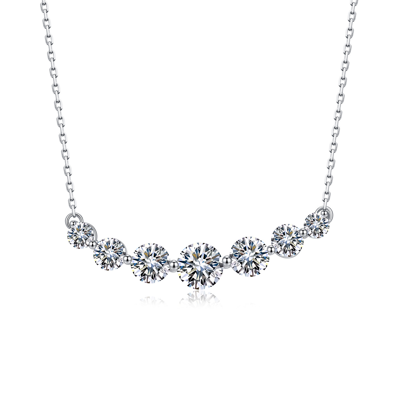 Graduated Seven-Stone Moissanite River Necklace