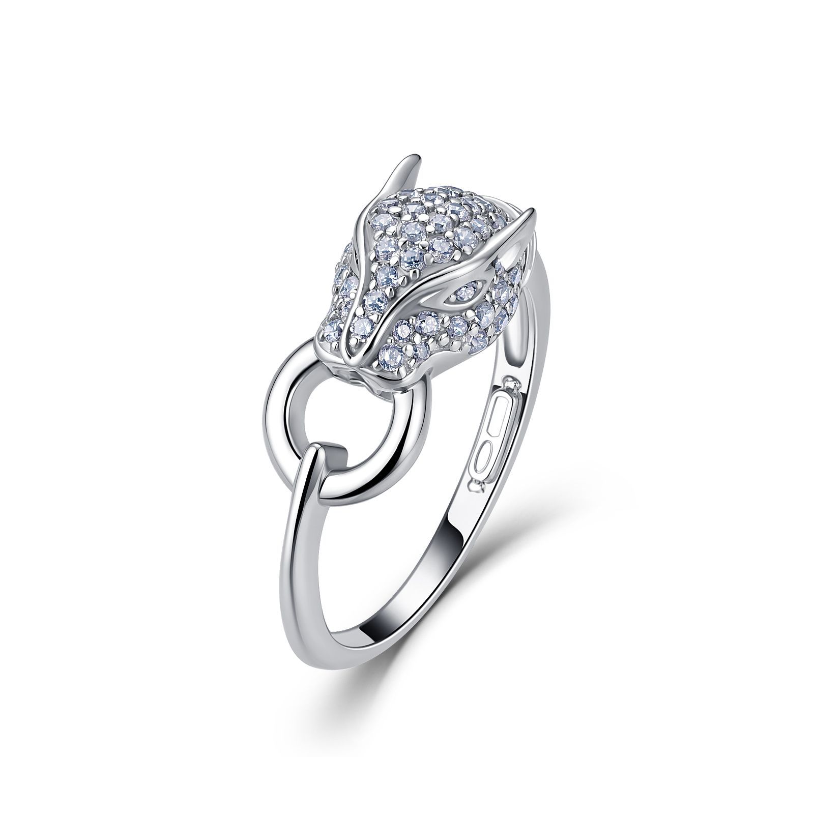 Leopard-Head Moissanite Pavé Ring