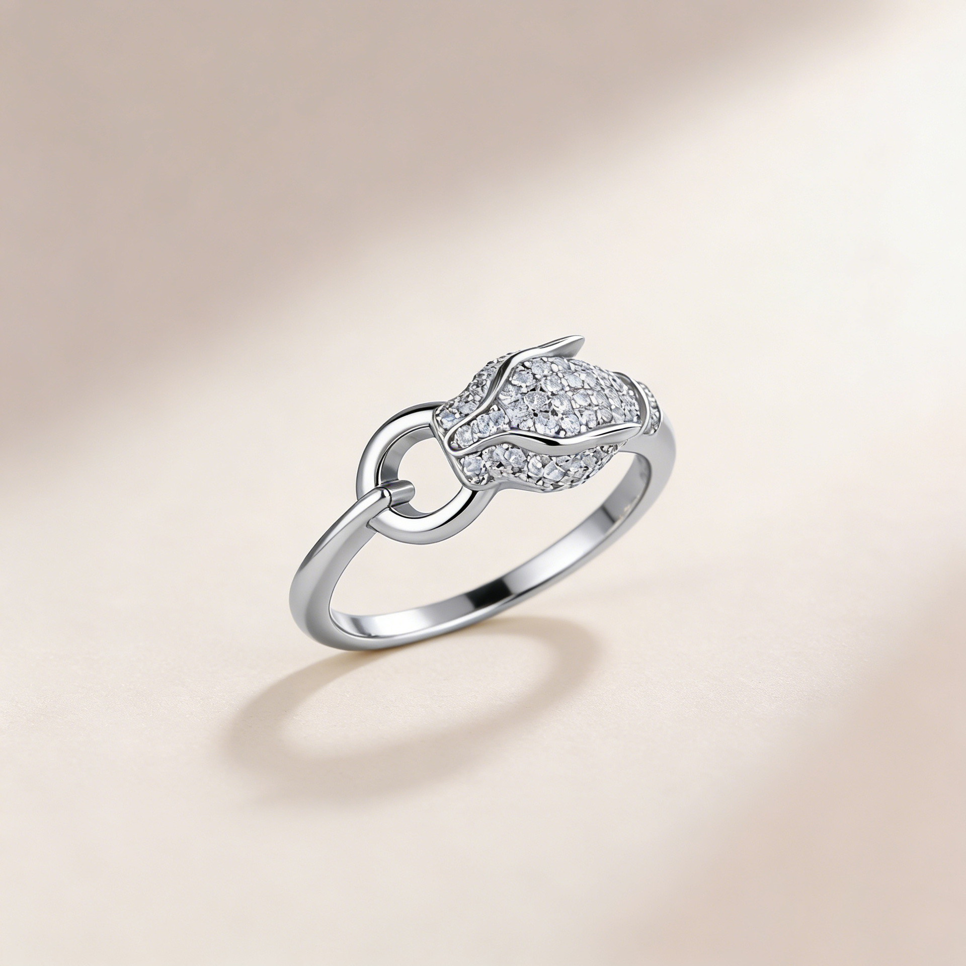Leopard-Head Moissanite Pavé Ring - Image 3