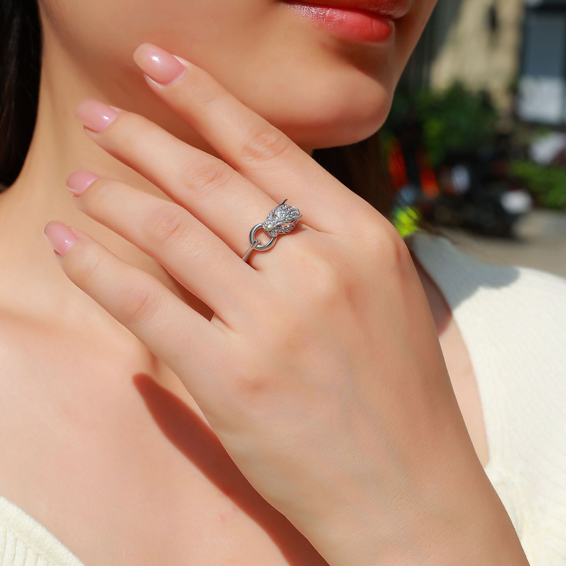 Leopard-Head Moissanite Pavé Ring - Image 5