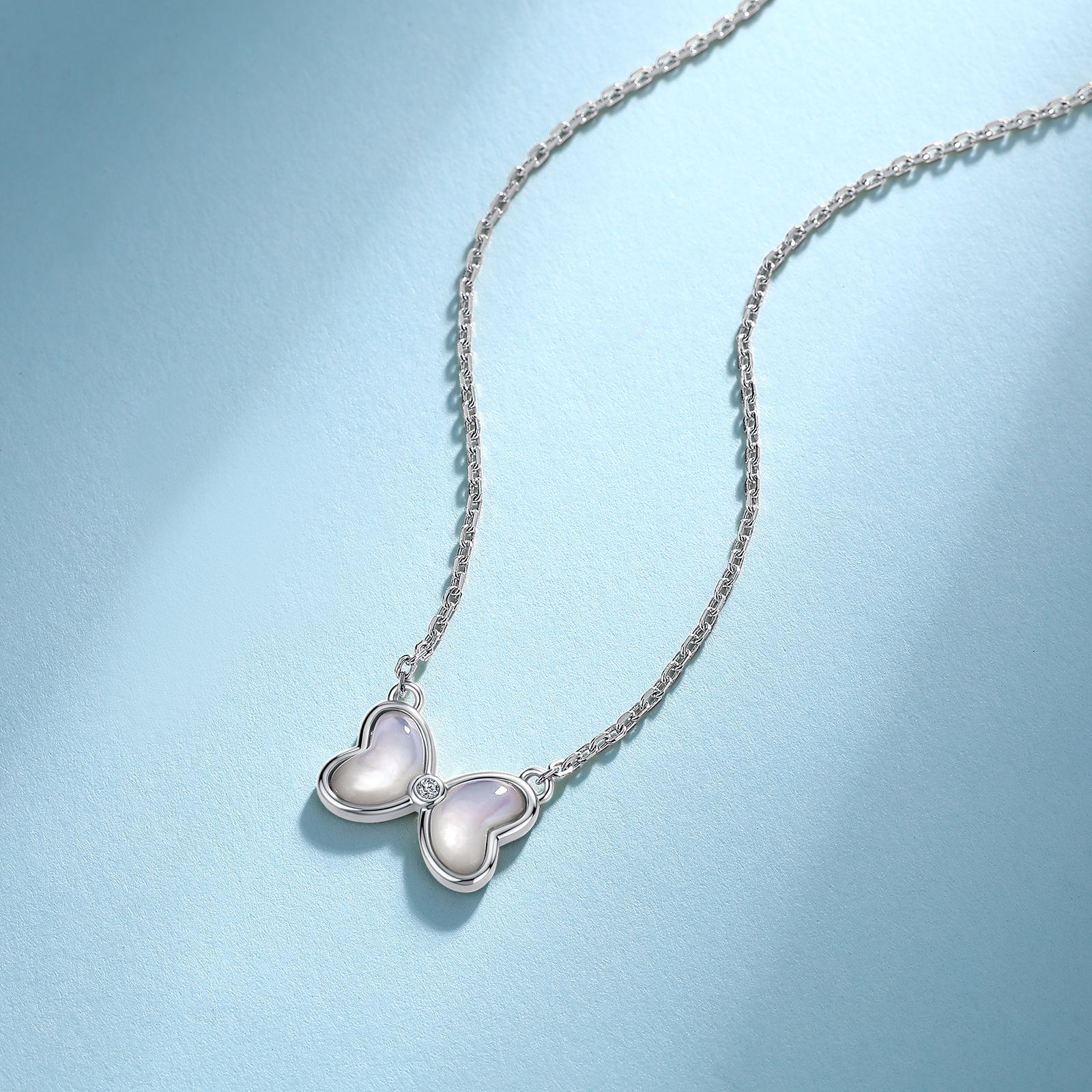 Moissanite Bow Necklace – Mother-of-Pearl, 925 Silver - Image 4