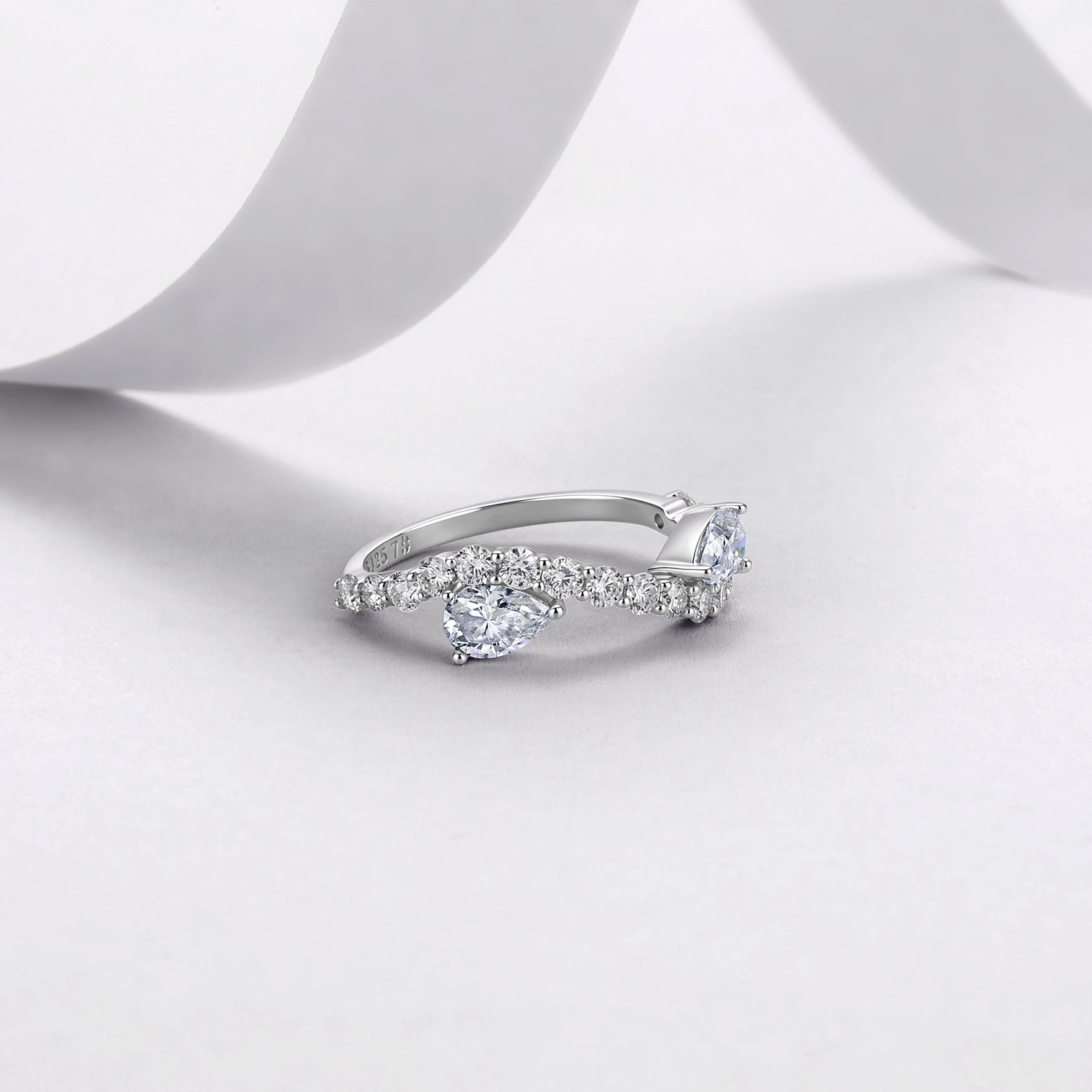 Double Pear Moissanite Toi et Moi Ring – 2.44ct DEW - alternate view