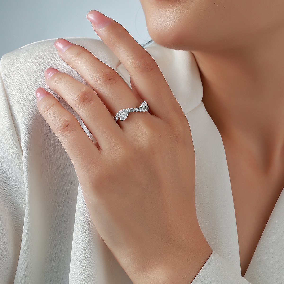 Double Pear Moissanite Toi et Moi Ring – 2.44ct DEW - Image 4