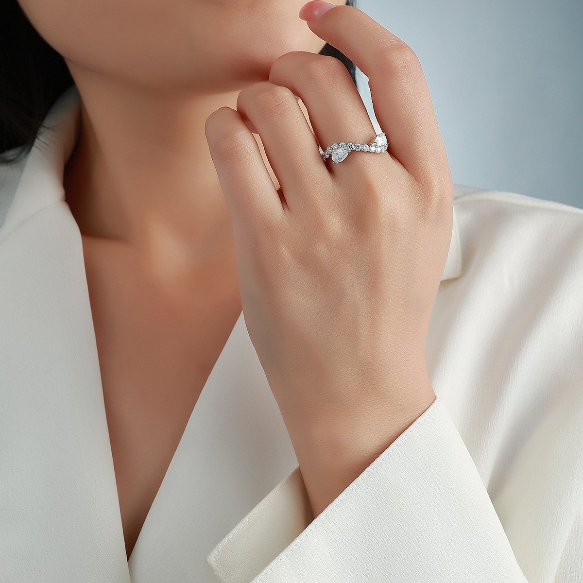 Double Pear Moissanite Toi et Moi Ring – 2.44ct DEW - Image 5