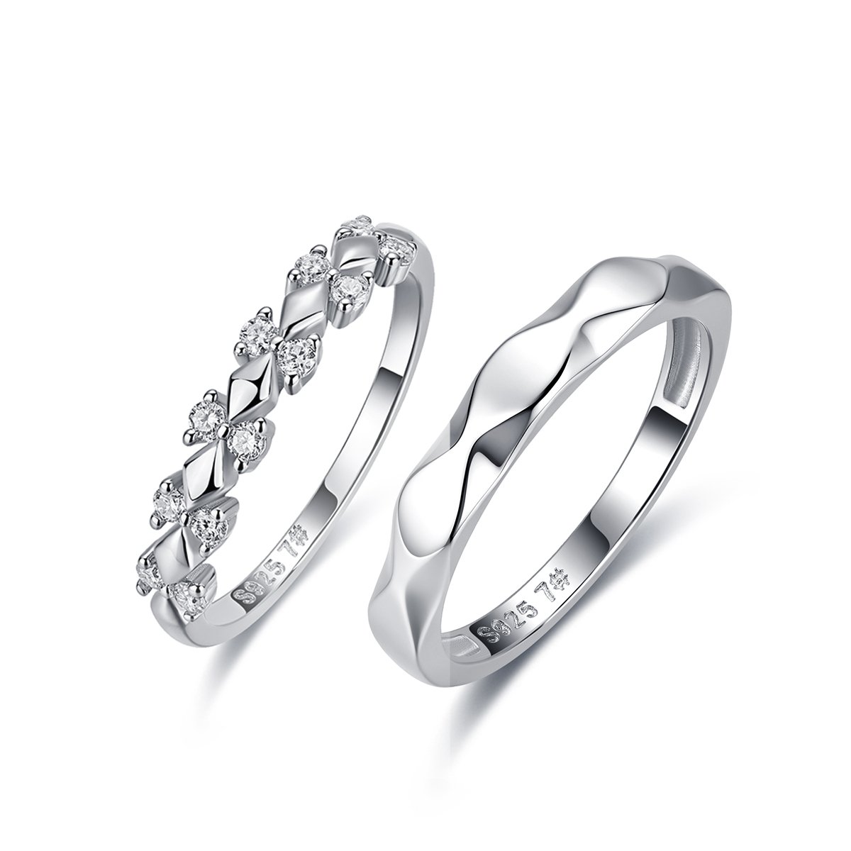 Moissanite Couple Wedding Bands – His Wave or Hers 0.19ct DEW