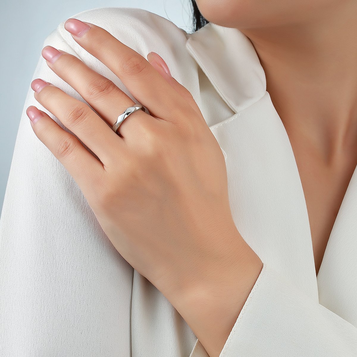 Moissanite Couple Wedding Bands – His Wave or Hers 0.19ct DEW - Image 8