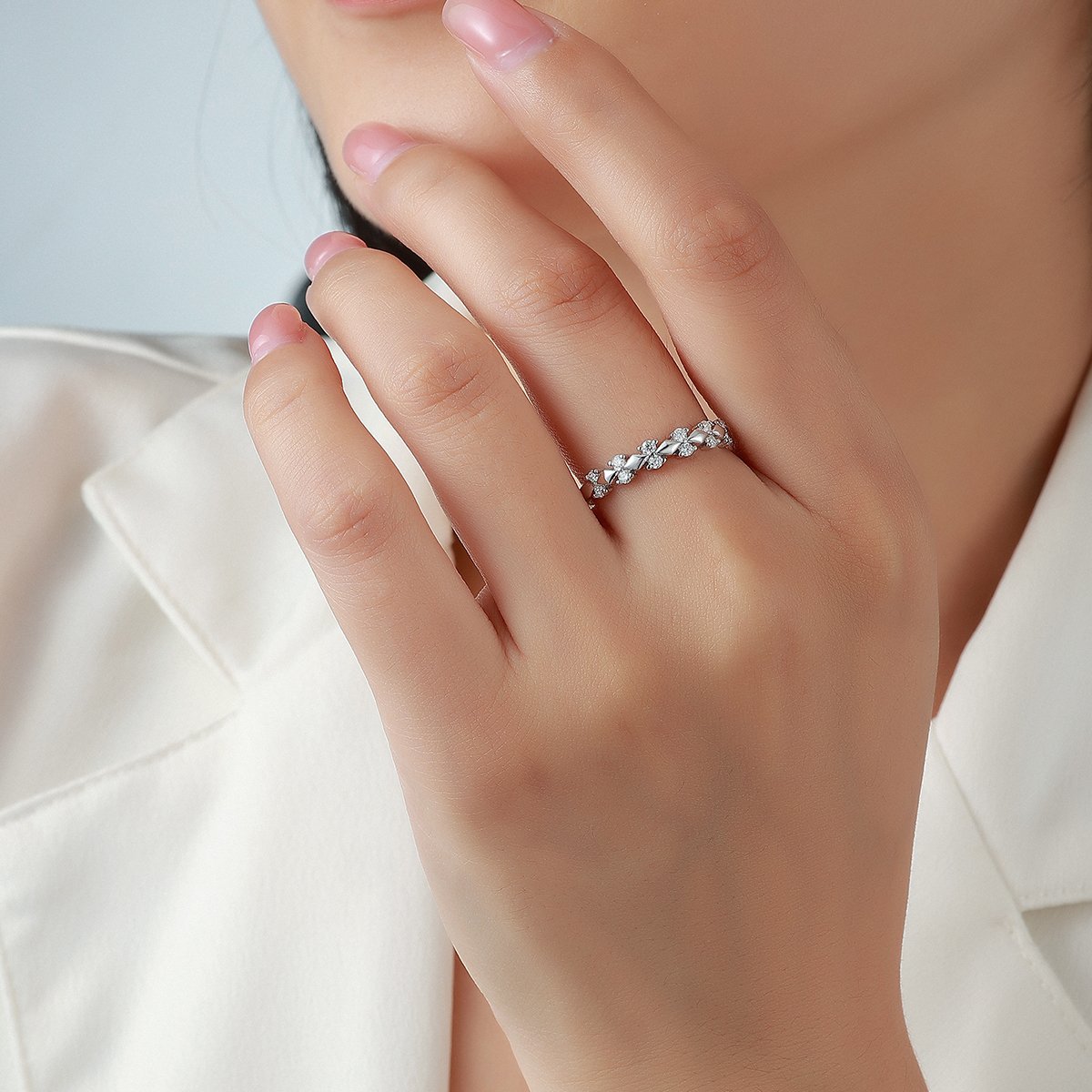 Moissanite Couple Wedding Bands – His Wave or Hers 0.19ct DEW - Image 9