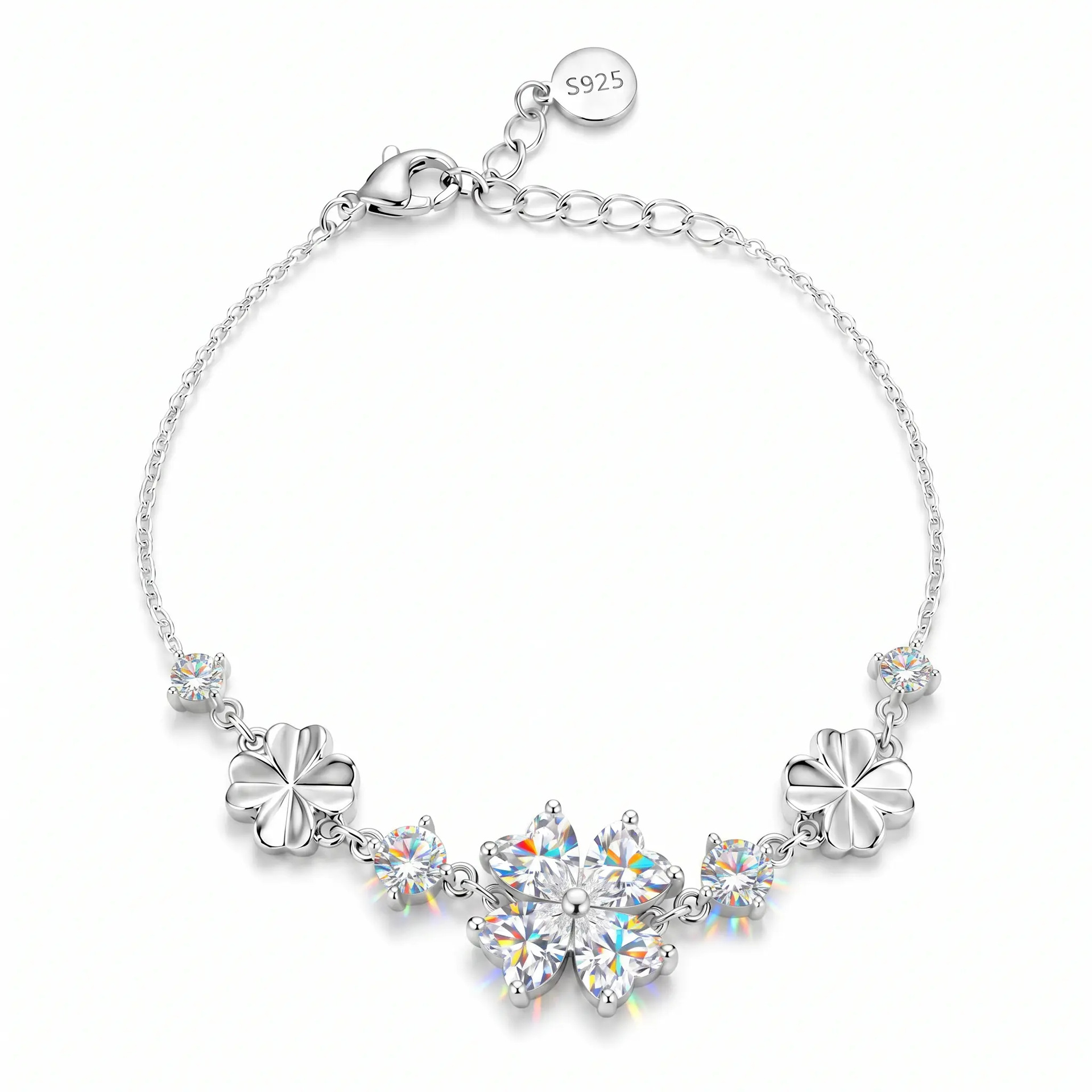 Heart Moissanite Four-Leaf Clover Bracelet – 2.6ct DEW