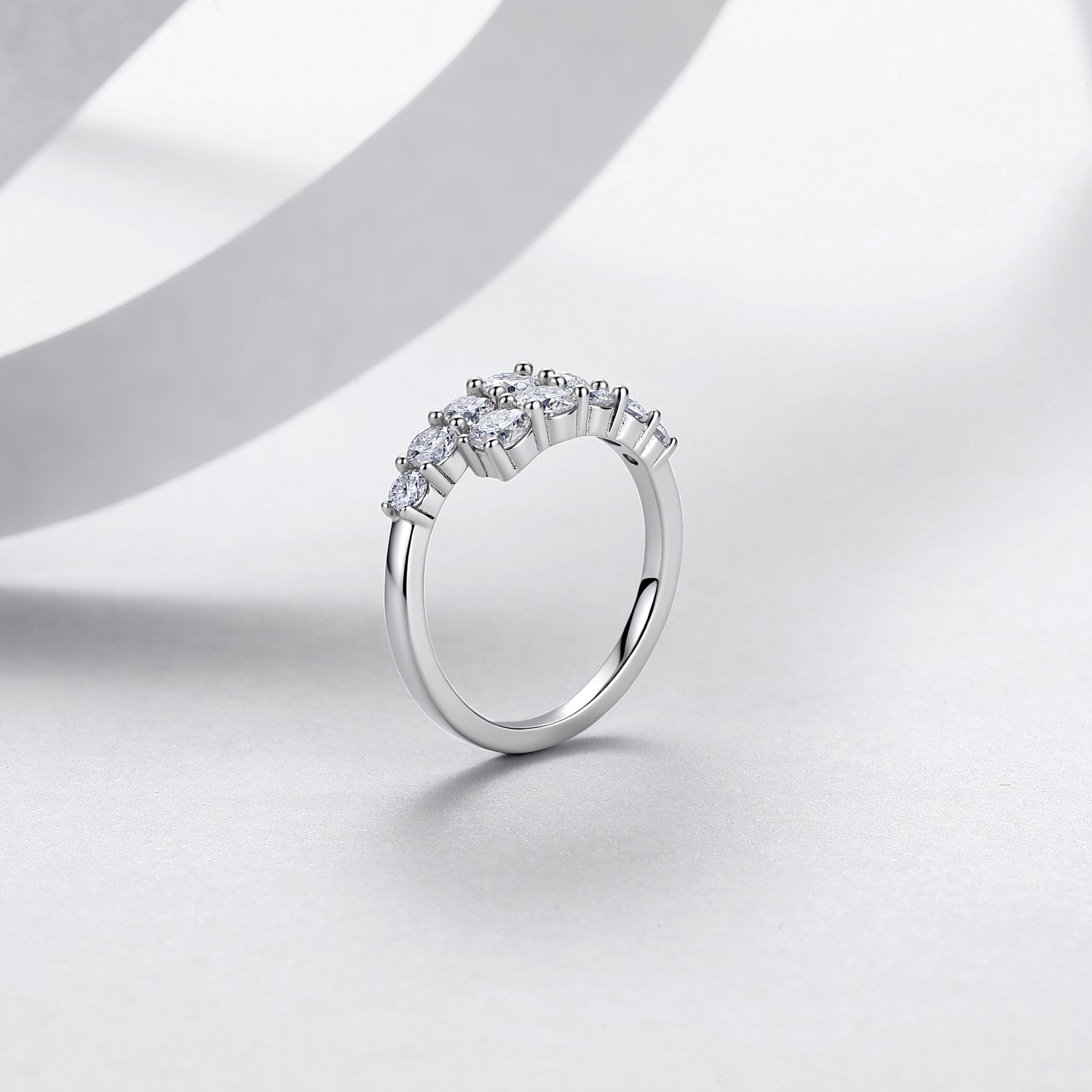 Moissanite Double-Row Bypass Ring – 1.2ct DEW Adjustable - Image 3