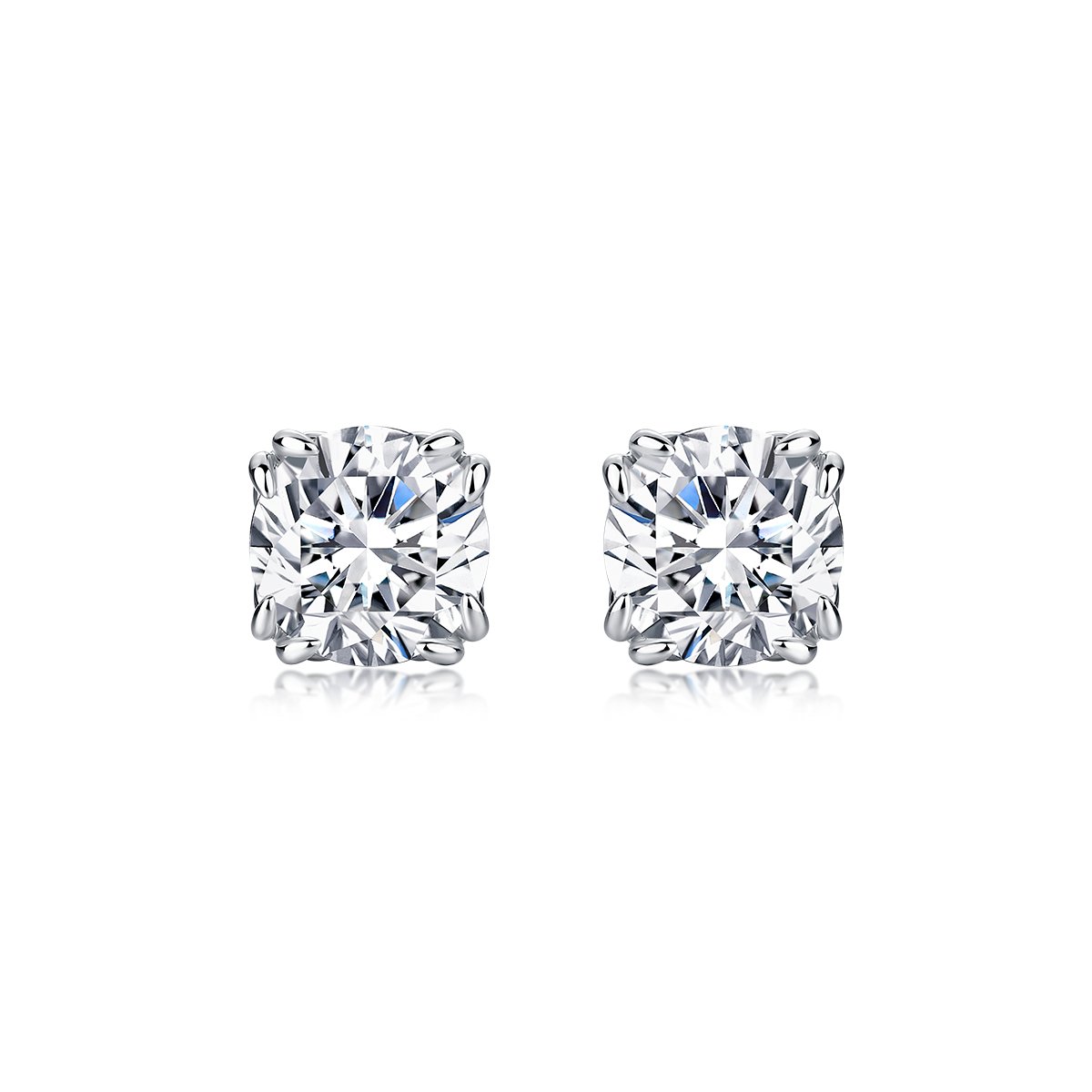 Round Moissanite Double-Prong Studs – 2ct DEW (8mm) Each