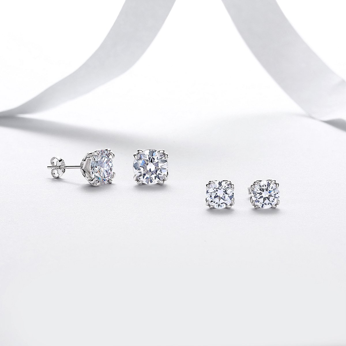 Round Moissanite Double-Prong Studs – 2ct DEW (8mm) Each - Image 4