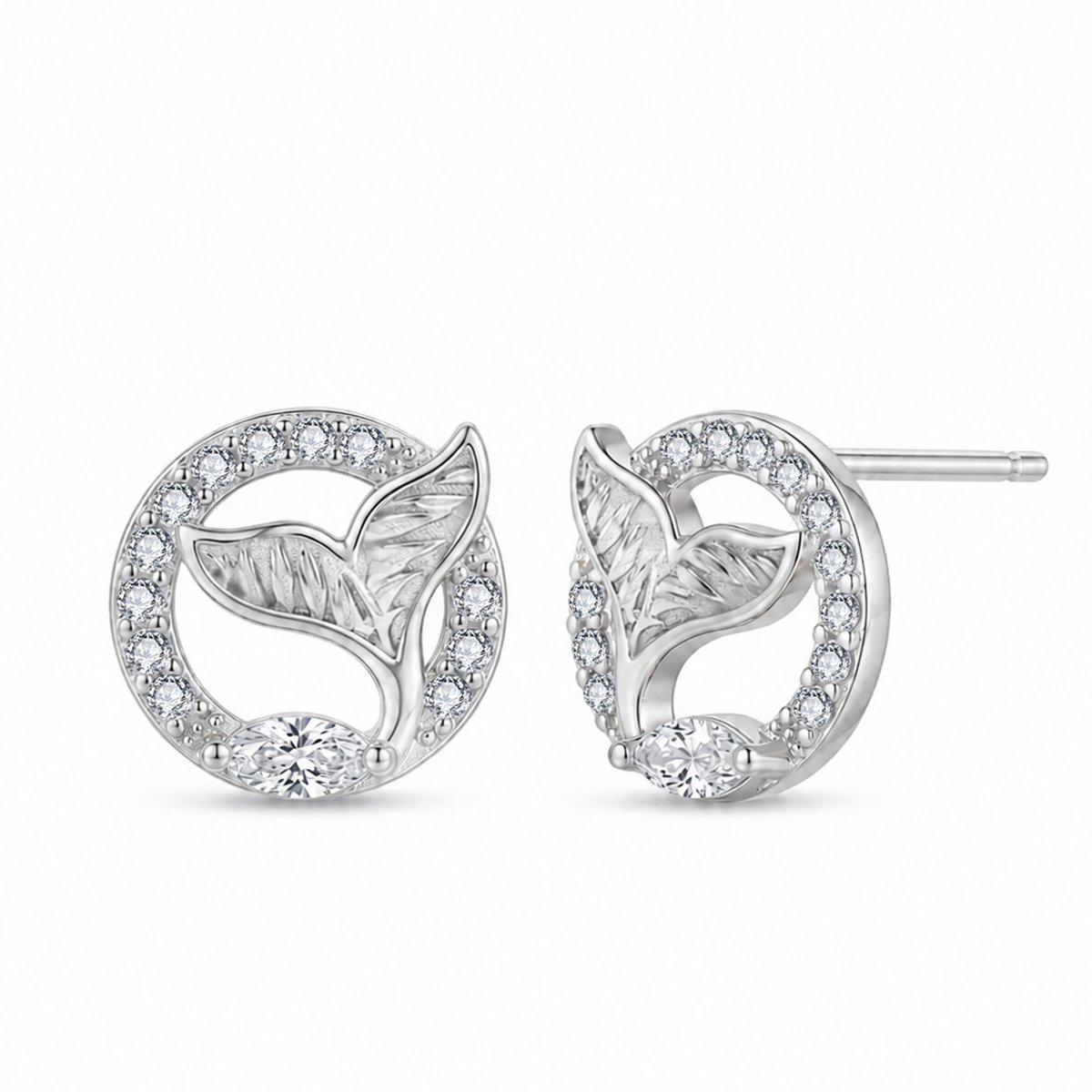 Marquise Moissanite Whale Tail Stud Earrings – 0.18ct DEW Each