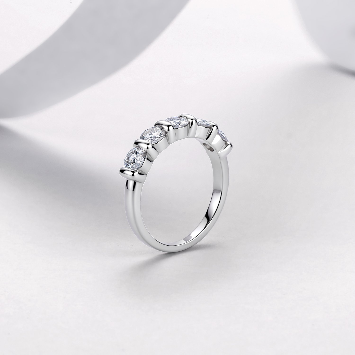 Round Moissanite Five-Stone Bar-Set Band – 1.25ct DEW - Image 3