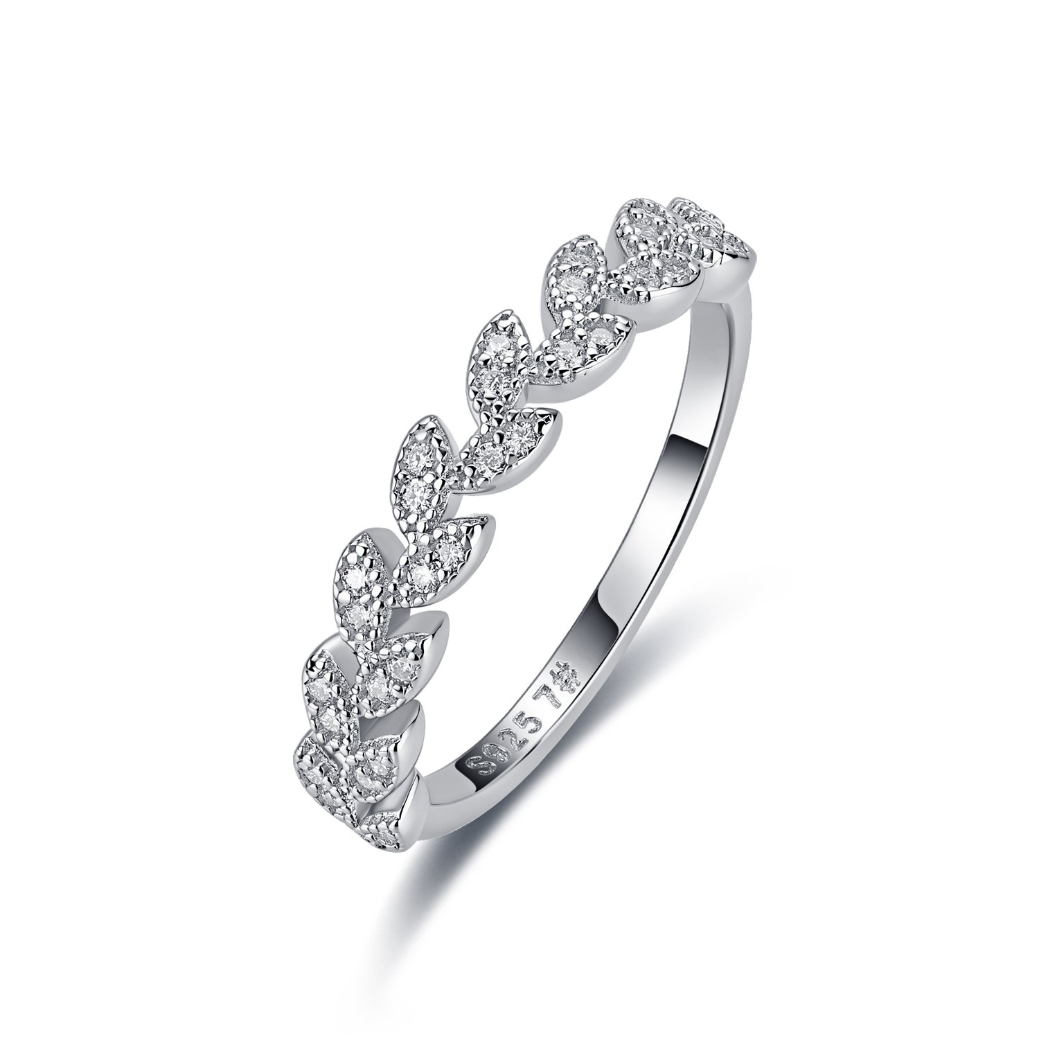 Moissanite Leaf Half Eternity Band – Pavé, 0.16ct DEW