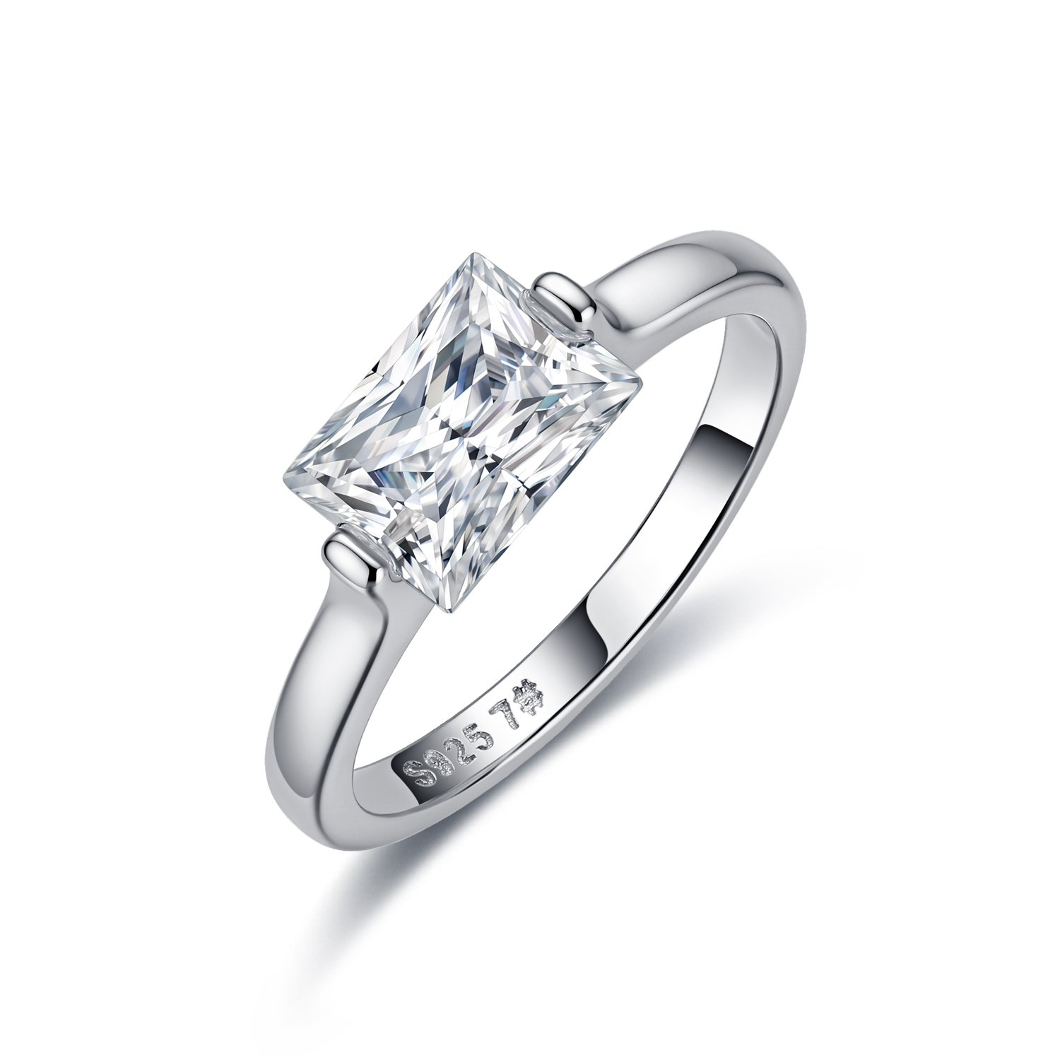 Radiant Moissanite East-West Solitaire Ring – 2ct DEW