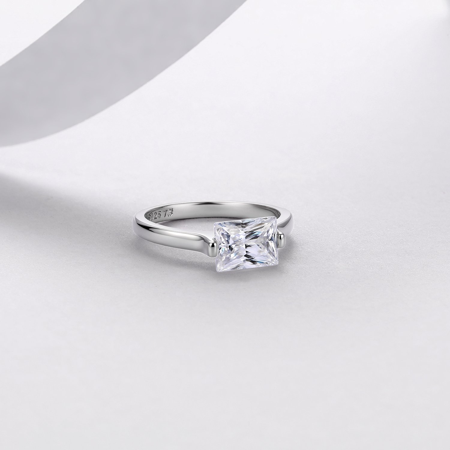 Radiant Moissanite East-West Solitaire Ring – 2ct DEW - Image 2