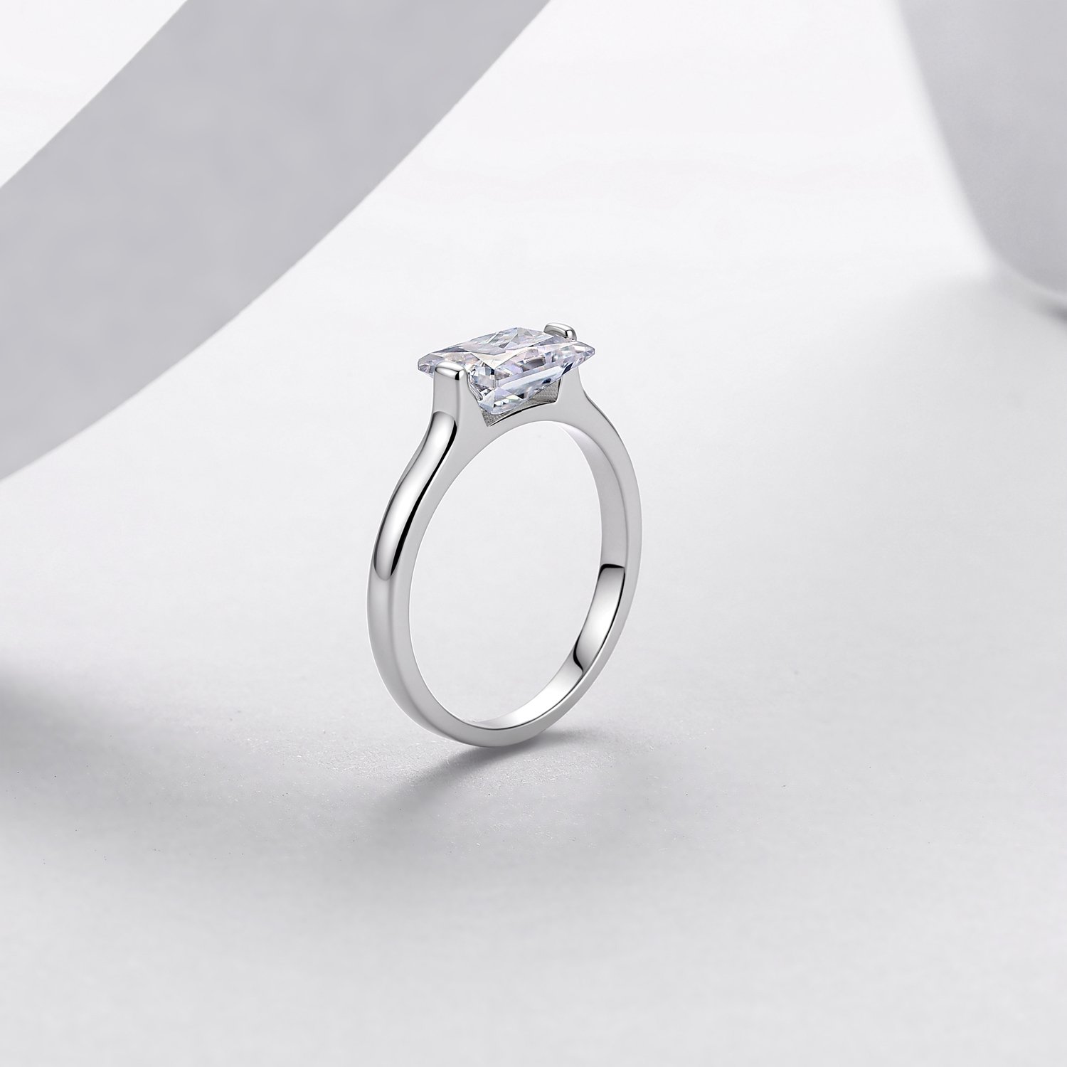 Radiant Moissanite East-West Solitaire Ring – 2ct DEW - Image 3