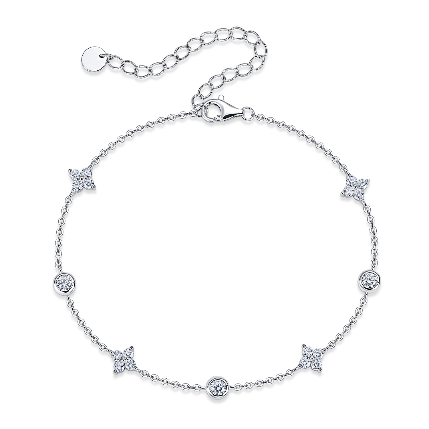 Round Moissanite Clover Station Bracelet – 0.78ct DEW