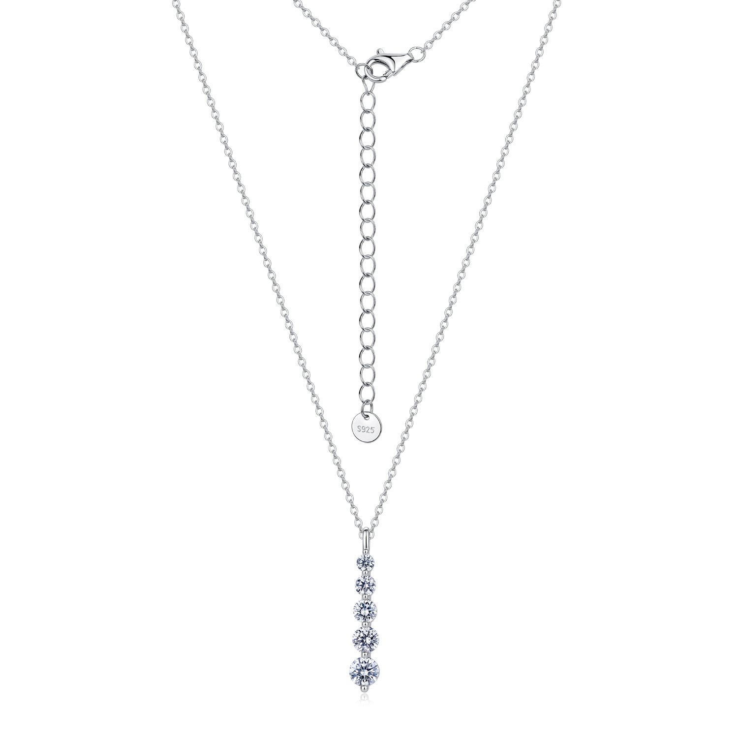 Graduated Moissanite Drop Pendant Necklace – 1.5ct DEW