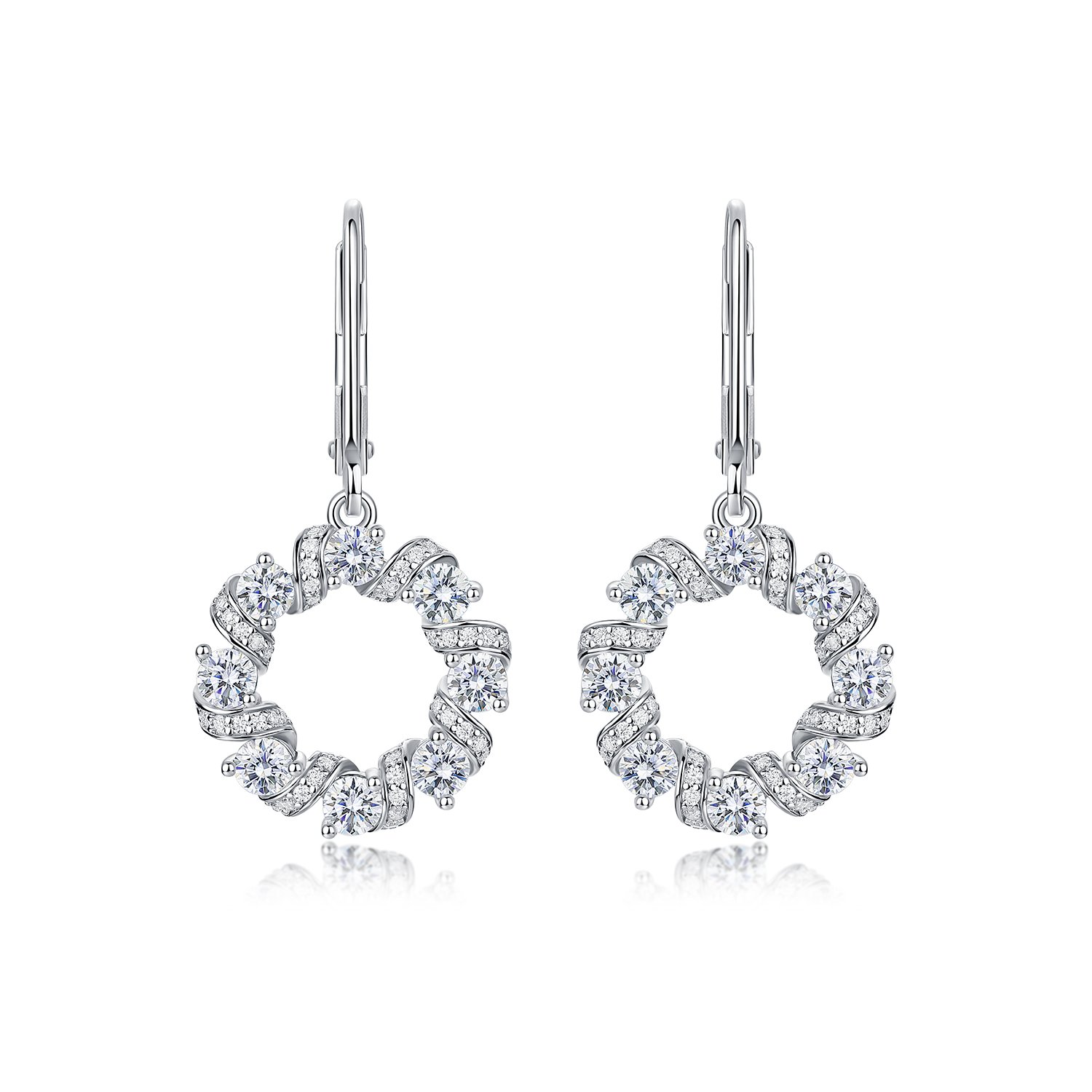 Round Moissanite Twisted Wreath Drop Earrings – 1.2ct DEW Each