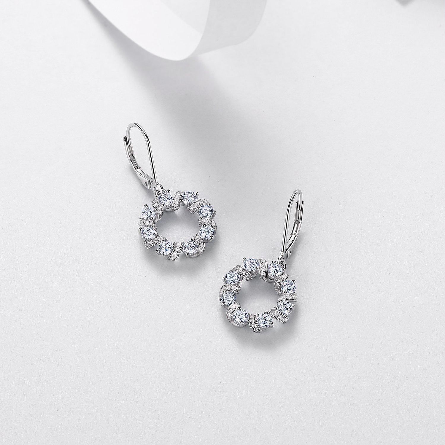 Round Moissanite Twisted Wreath Drop Earrings – 1.2ct DEW Each - alternate view