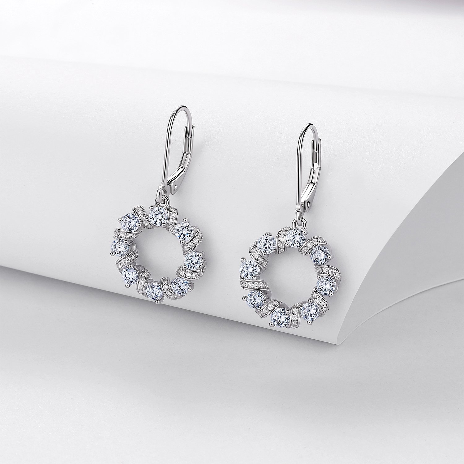 Round Moissanite Twisted Wreath Drop Earrings – 1.2ct DEW Each - Image 3