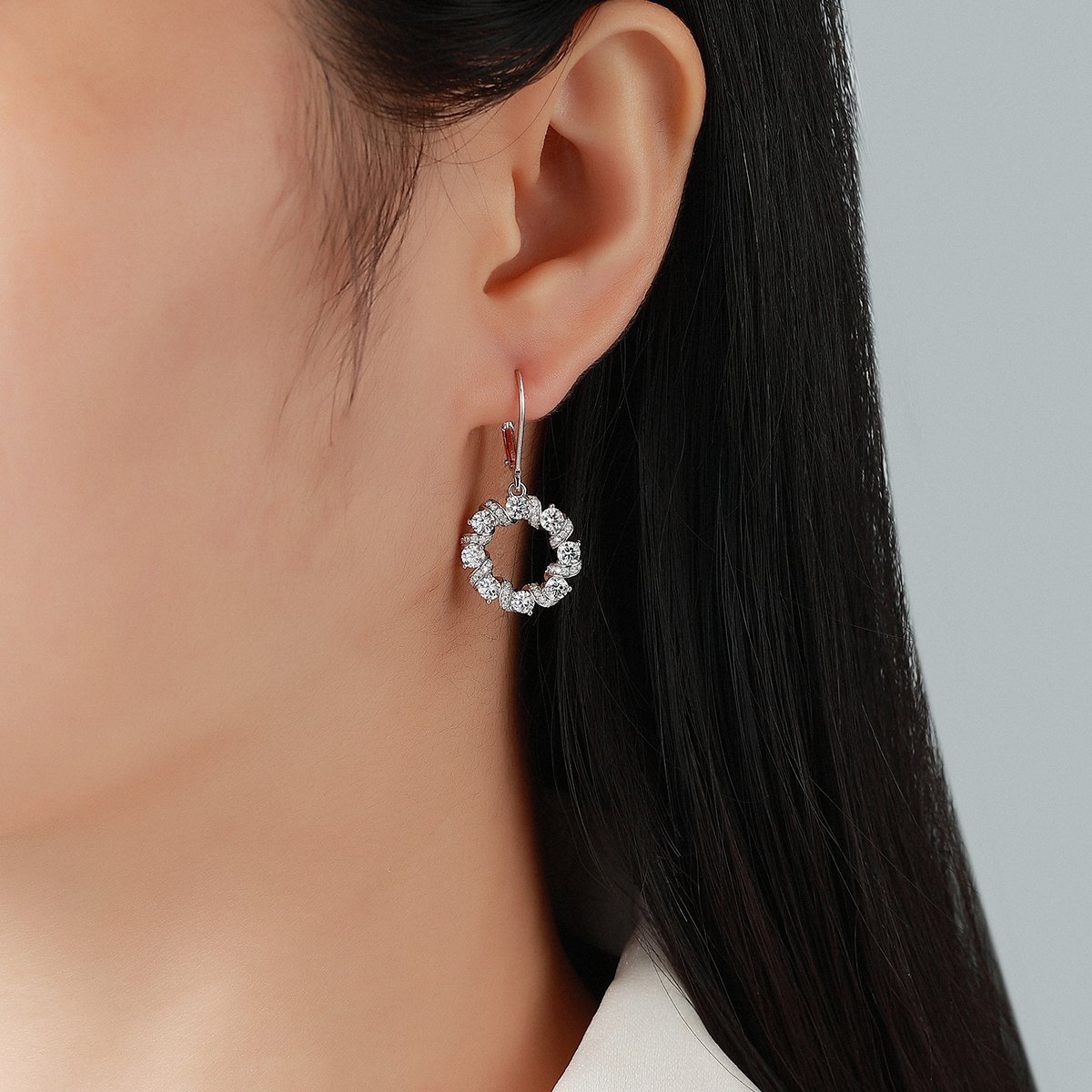 Round Moissanite Twisted Wreath Drop Earrings – 1.2ct DEW Each - Image 4