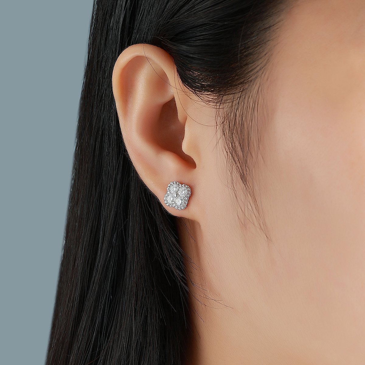 Moissanite Four-Petal Clover Stud Earrings – 0.52ct DEW Each - Image 4