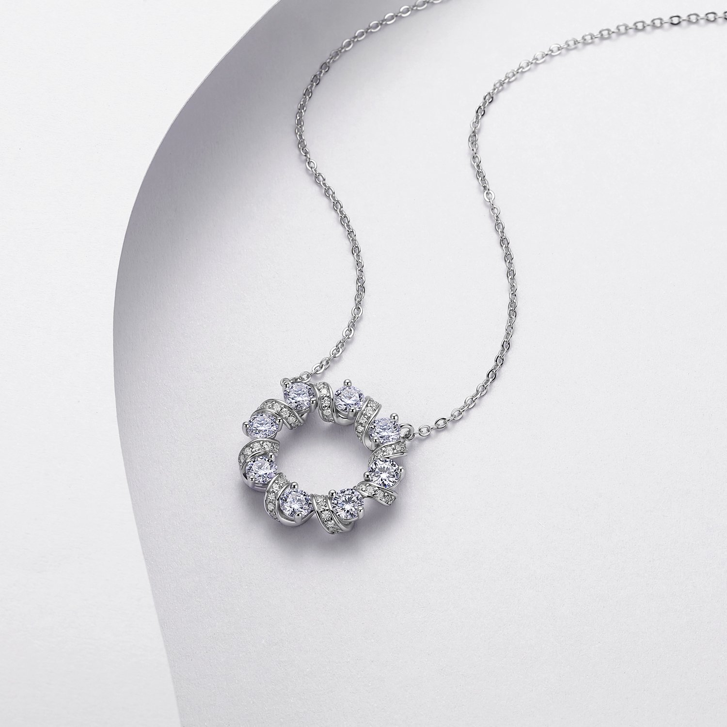 Round Moissanite Twisted Circle Necklace – 2.1ct DEW - alternate view