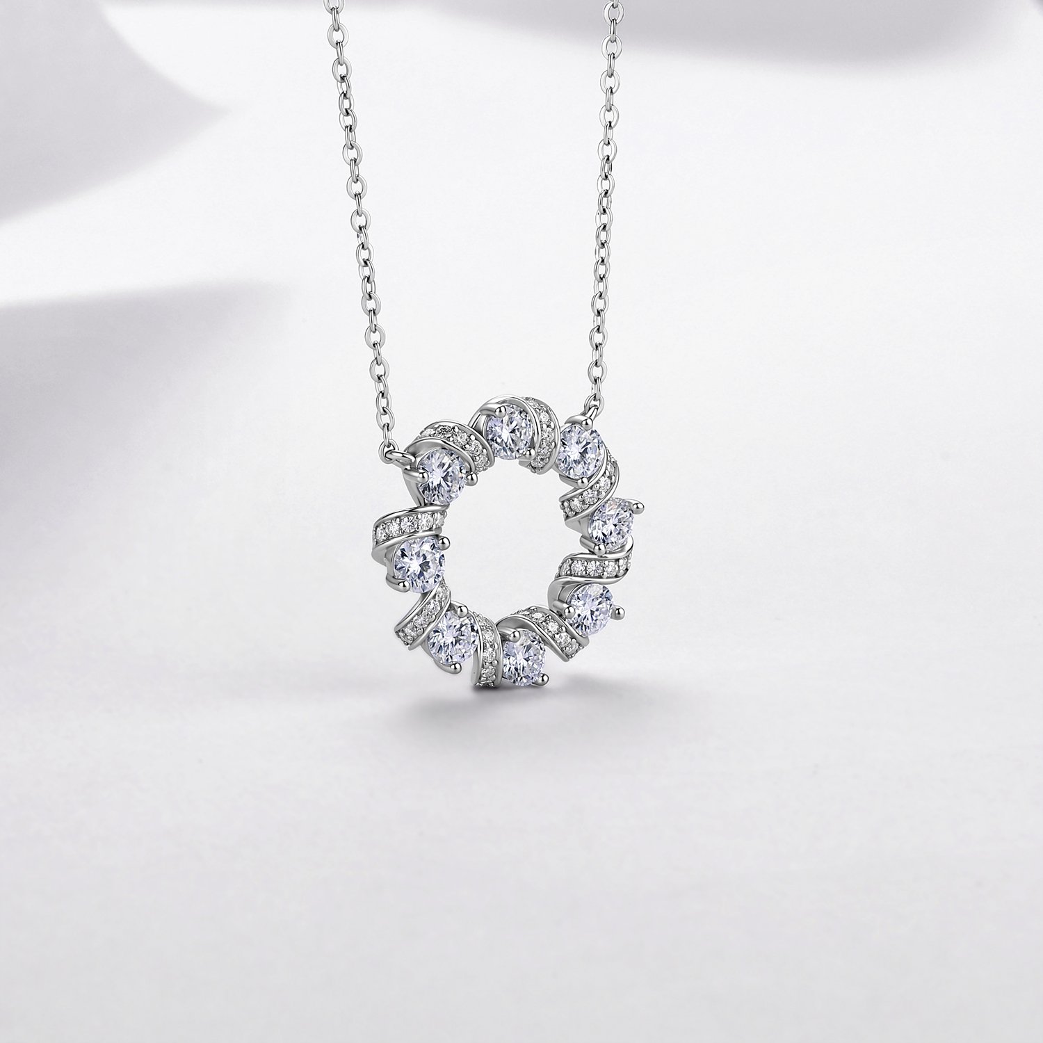 Round Moissanite Twisted Circle Necklace – 2.1ct DEW - Image 3