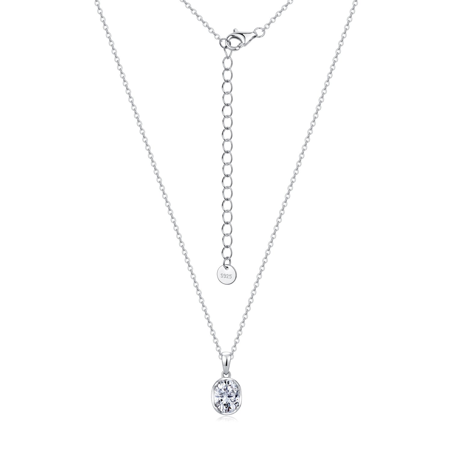 Oval Moissanite Bezel Pendant Necklace – 2ct DEW
