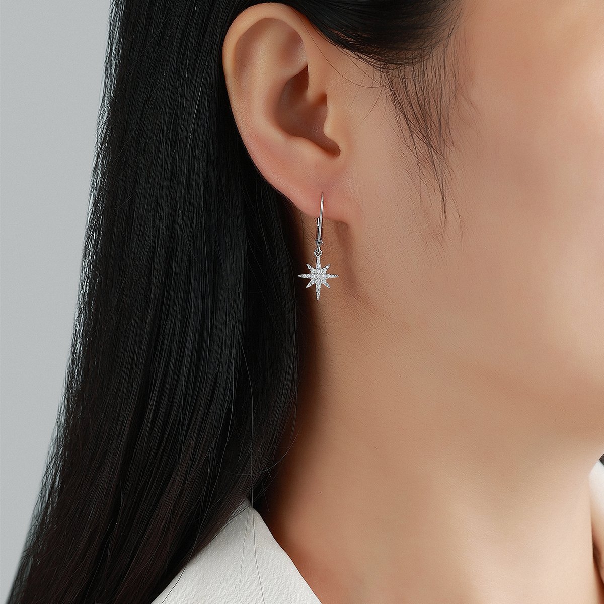 Moissanite North Star Drop Earrings – 0.2ct DEW Each - Image 4