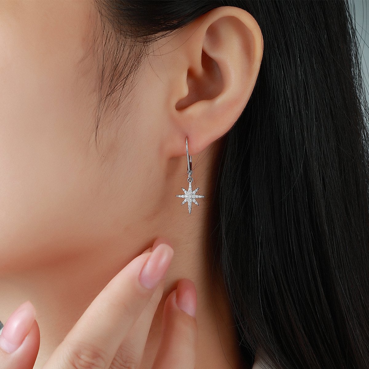 Moissanite North Star Drop Earrings – 0.2ct DEW Each - Image 5